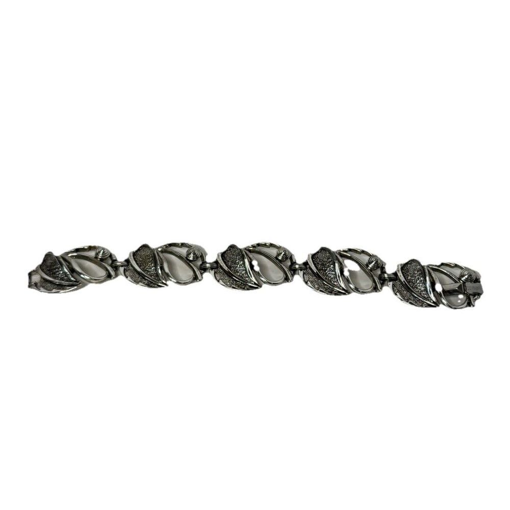 Vintage Sarah Conventry Leaf Leaves Linking Silver Tone Bracelet MCM